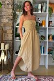 Arbi Gingham Shirring Bandeau Jumpsuit Mustard
